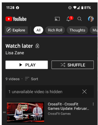 Screenshot of a focused YouTube interface