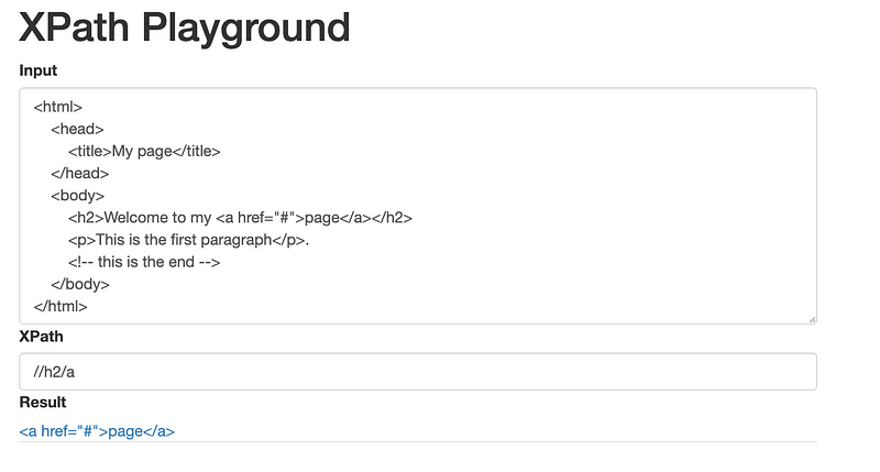 XPath Playground demonstrating XPath validation