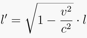 Diagram explaining Lorentz contraction of length