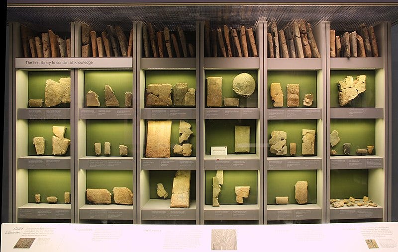 Ancient clay tablets from the Library of Ashurbanipal.