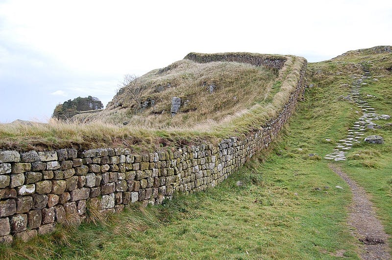 Hadrian's Wall, a significant Roman fortification