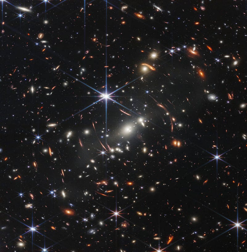 Webb’s first deep field image showcasing numerous galaxies