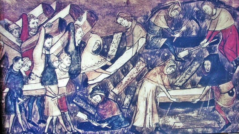 Image of families mourning during the Black Death