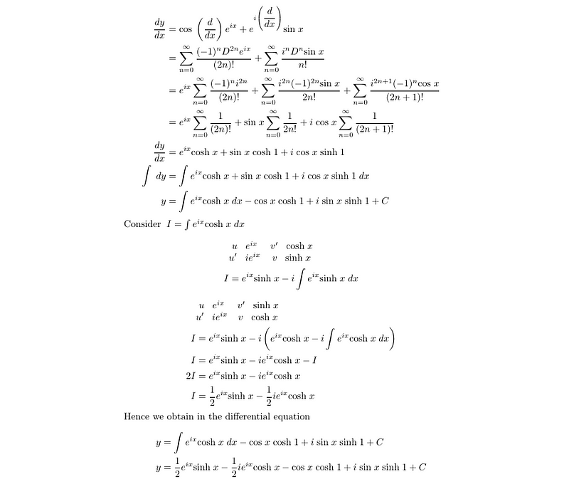 Maclaurin expansions for cos(D) and e^(iD)