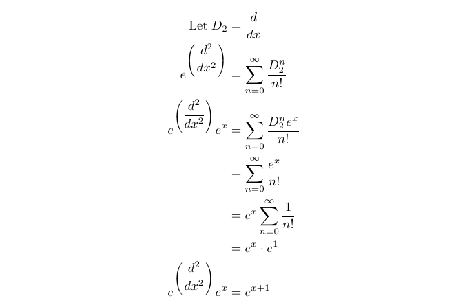 Applying e^(D_2) to e^x