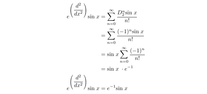 Evaluating e^(D_2)(sin x)