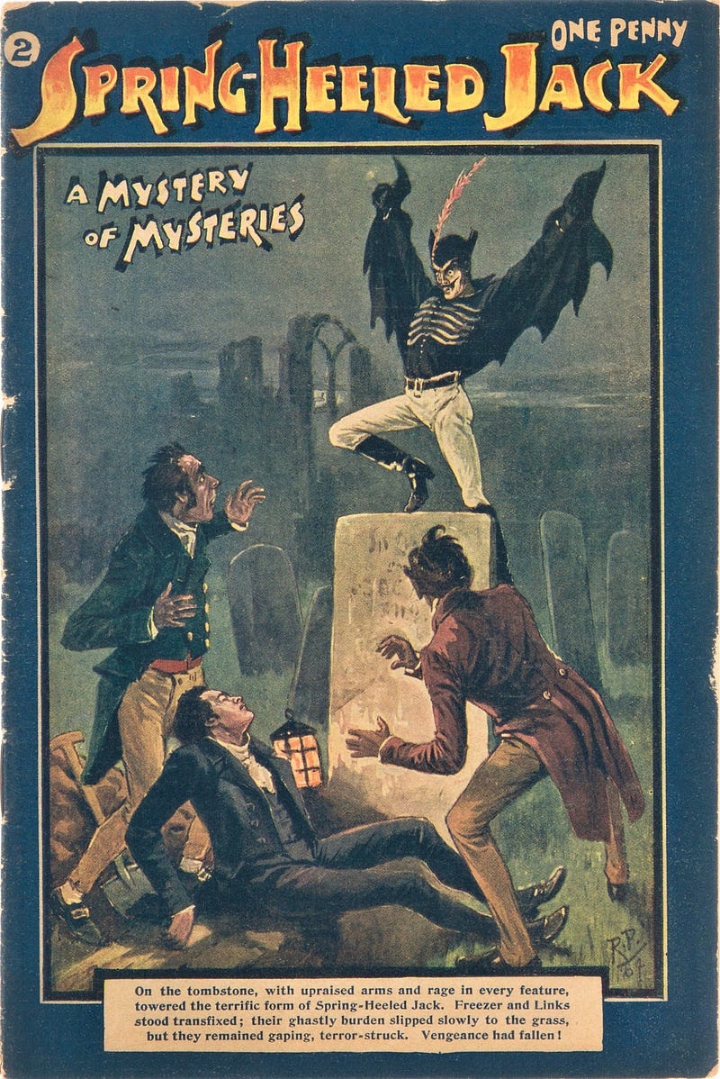 Historical depiction of Spring-Heeled Jack's attack