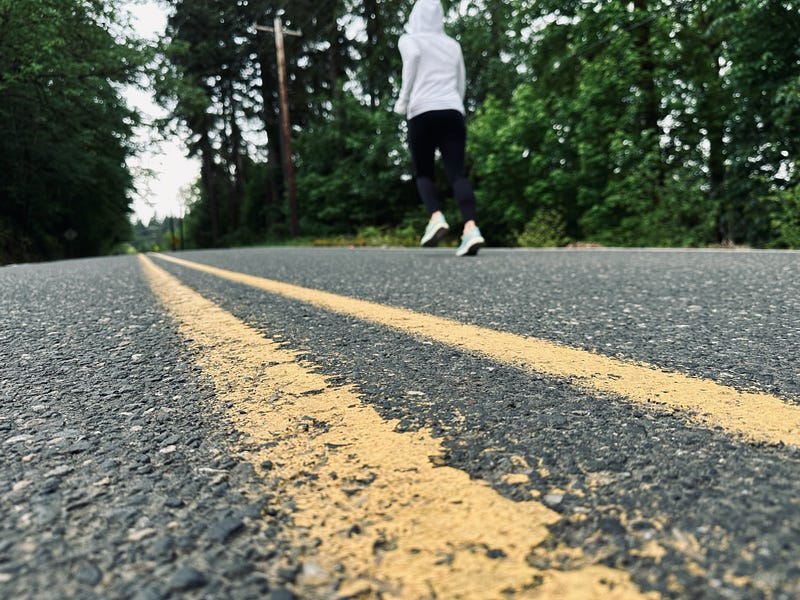 Runner braving the elements in the Pacific Northwest