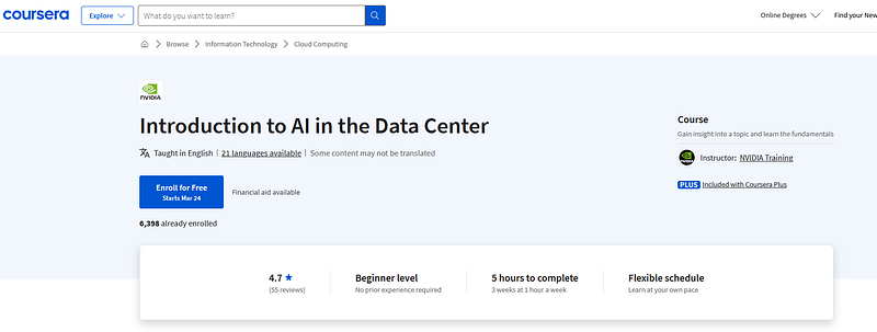 Introduction to AI in the Data Center Course Overview