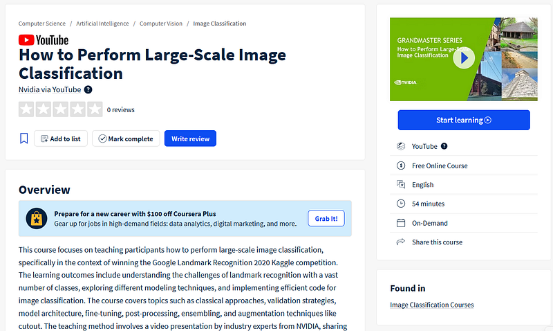 Large-Scale Image Classification Course Overview