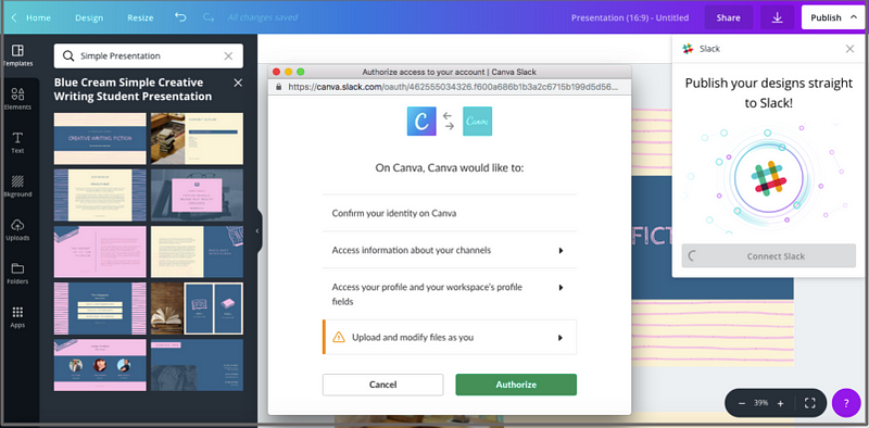 Canva integration for design collaboration