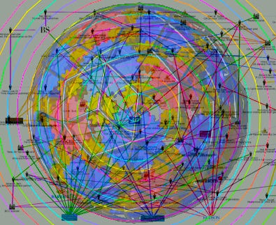 Artistic representation of interconnectivity and conspiracy