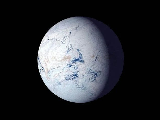 Artistic depiction of a frozen Earth