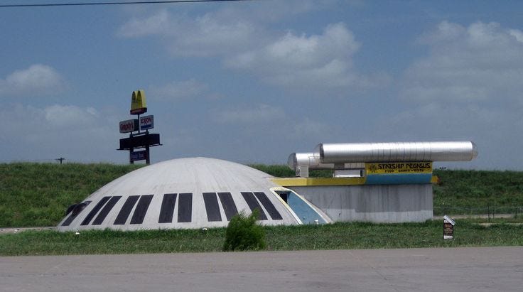 UFO-themed art installation