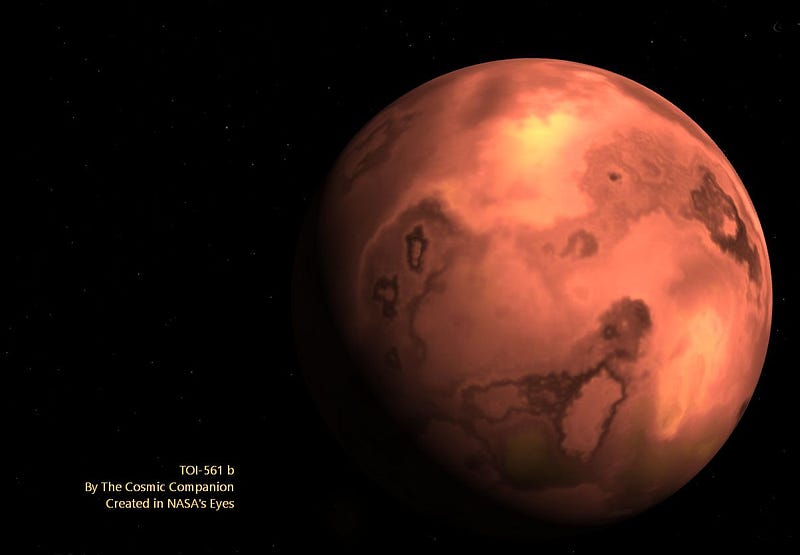 Artistic rendering of the extreme exoplanet TOI-561 b