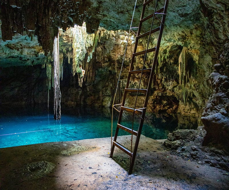 Underwater cave pool in Yucatán Peninsula