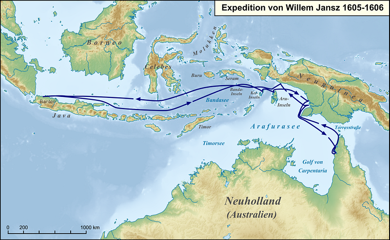 Map of Janszoon's voyage