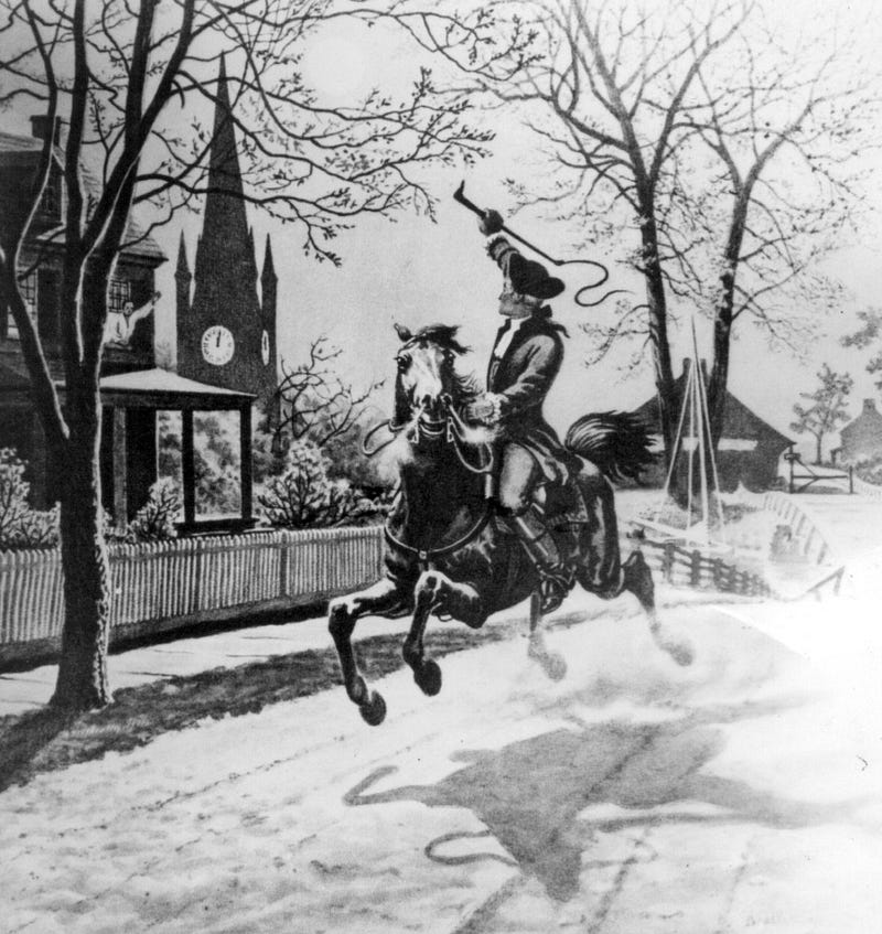 Artistic interpretation of Paul Revere's ride