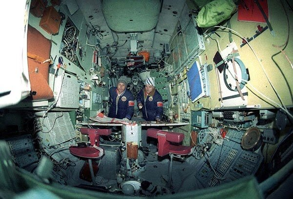 Inside Salyut-7 during the mission