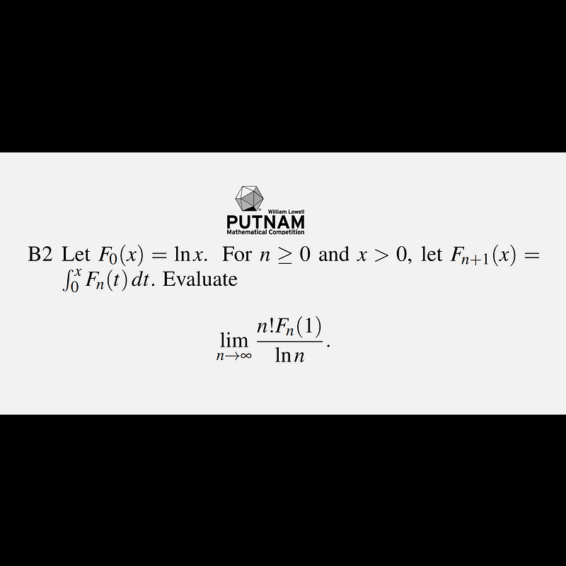 Integral limit problem from the Putnam competition