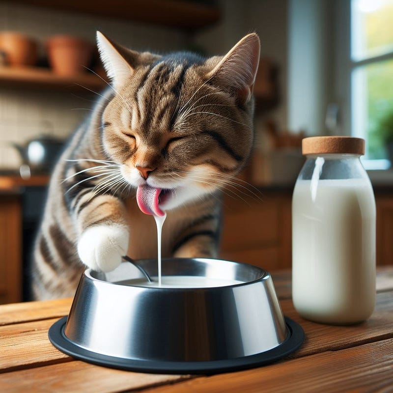 A bowl of milk, a delight for a cat