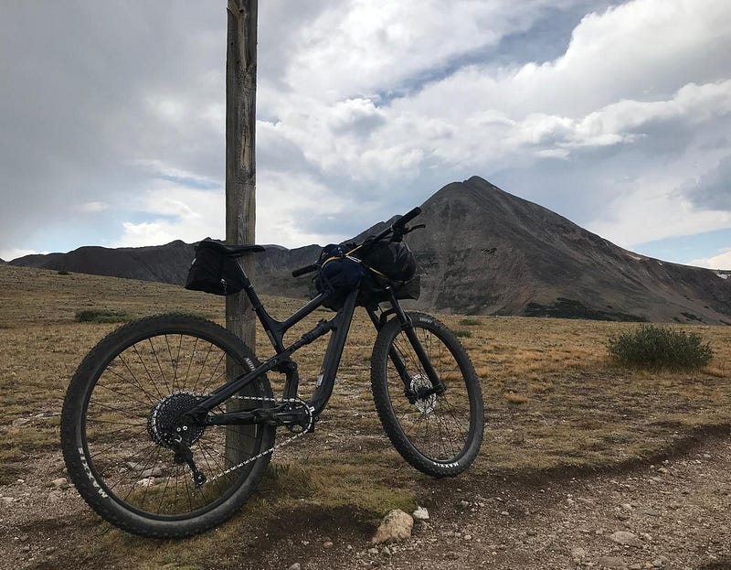 My bike posed against Mount Guyot.